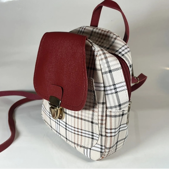 Mini Backpack Crossbody Bag For Girl Plaid Women Shoulder Bag - Picture 5 of 6
